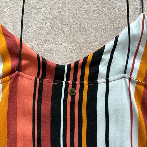 Volcom Midi Dress Orange Striped Spaghetti Straps Size S - Picture 10 of 12